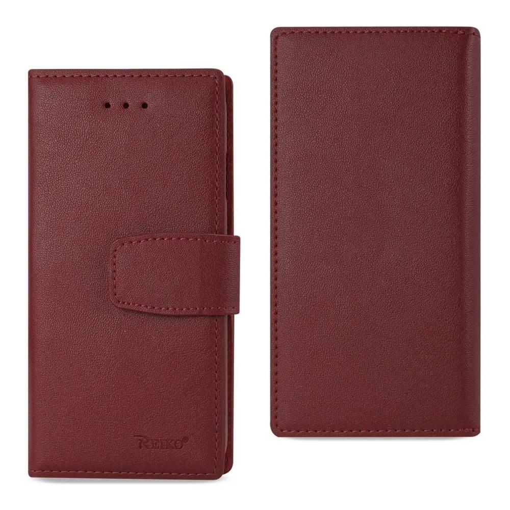 Reiko Iphone X/iphone Xs Genuine Leather Wallet Case With Rfid Card Protection In Bungundy
