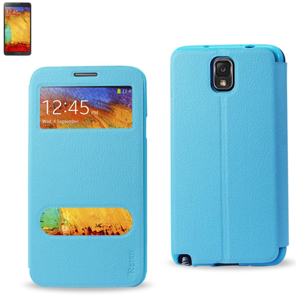Reiko Samsung Galaxy Note 3 Window Flip Folio Case In Blue