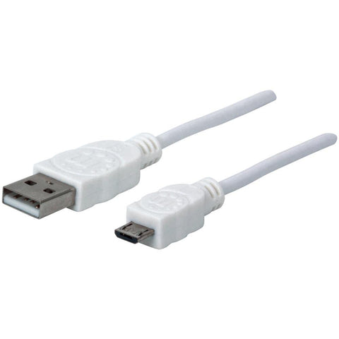 Manhattan Hi-Speed USB 2.0 A Male to Micro-B Male Device Cable - 6 ft - White