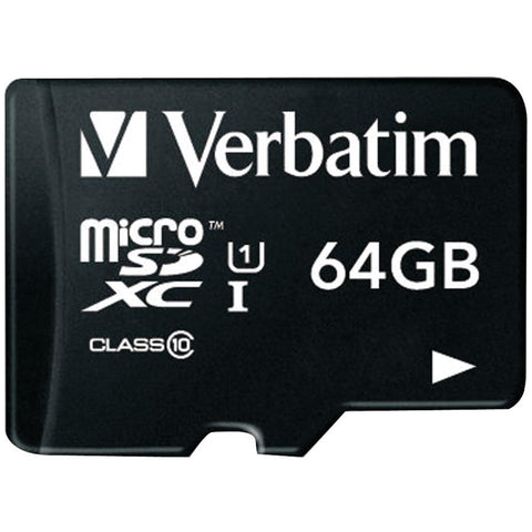 Verbatim 64gb Class 10 Microsdxc Card With Adapter Vtm44084