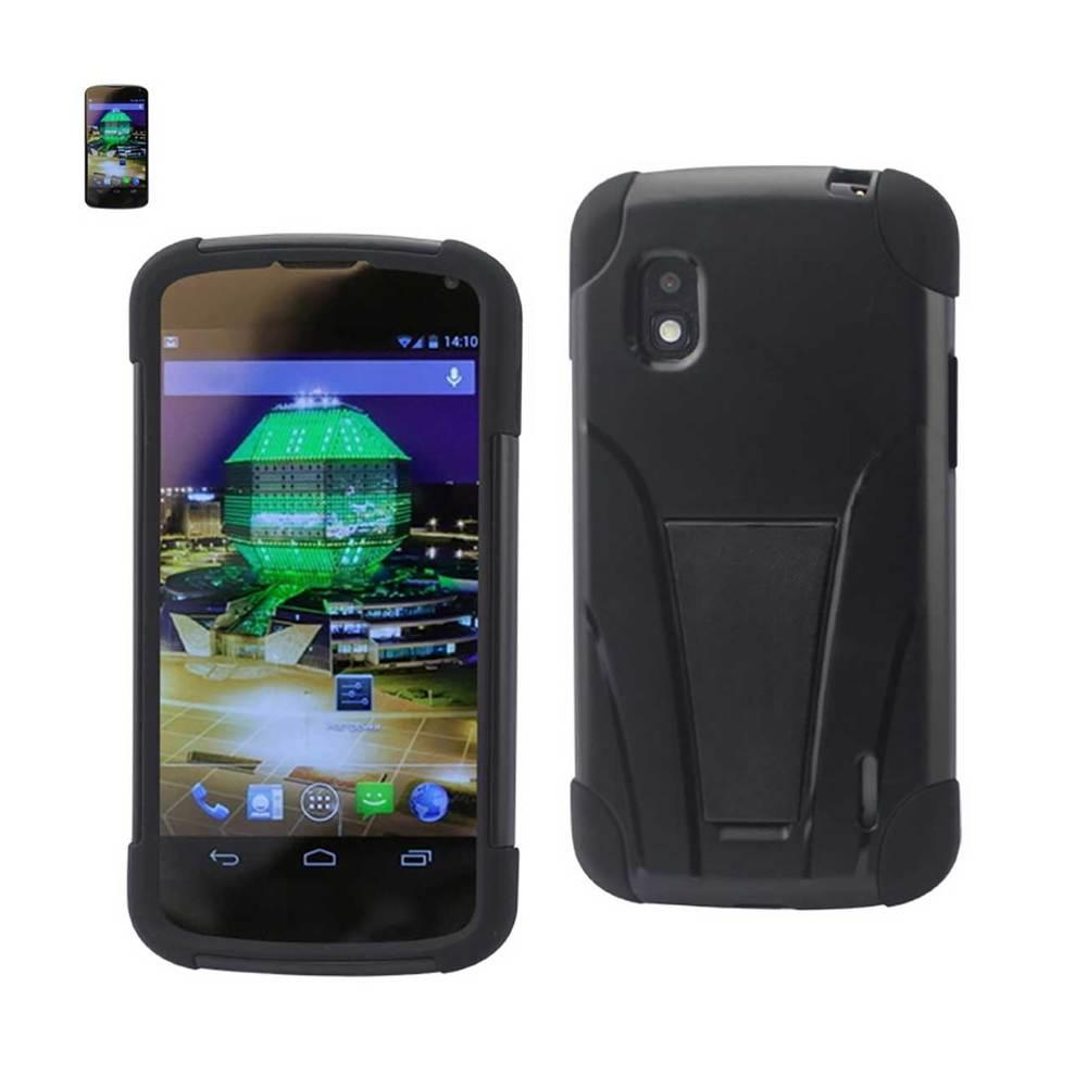 Reiko Lg Nexus 4 Hybrid Heavy Duty Case With Kickstand In Black