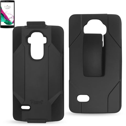 Reiko Lg G4 3-in-1 Hybrid Heavy Duty Holster Combo Case In Black