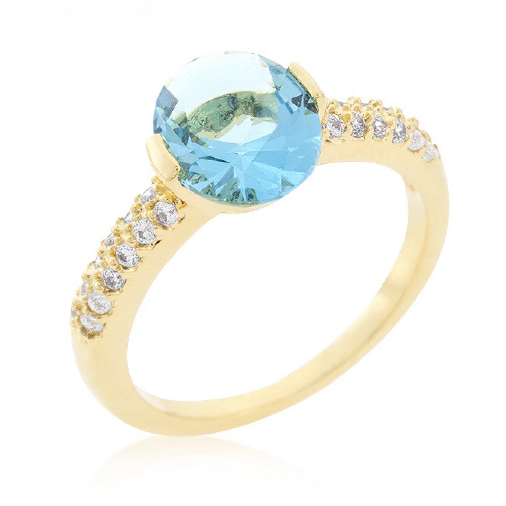 Aqua Oval Cubic Zirconia Engagement Ring (size: 05) R08350g-c32-05