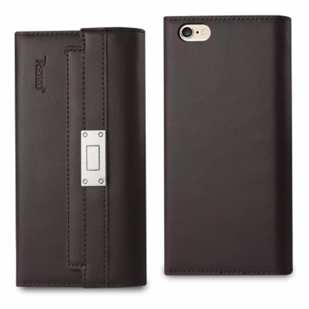 Reiko Iphone 6s Plus Genuine Leather Rfid Wallet Case And Metal Buckle Belt In Umber