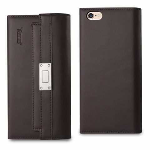 Reiko Iphone 6s Plus Genuine Leather Rfid Wallet Case And Metal Buckle Belt In Umber