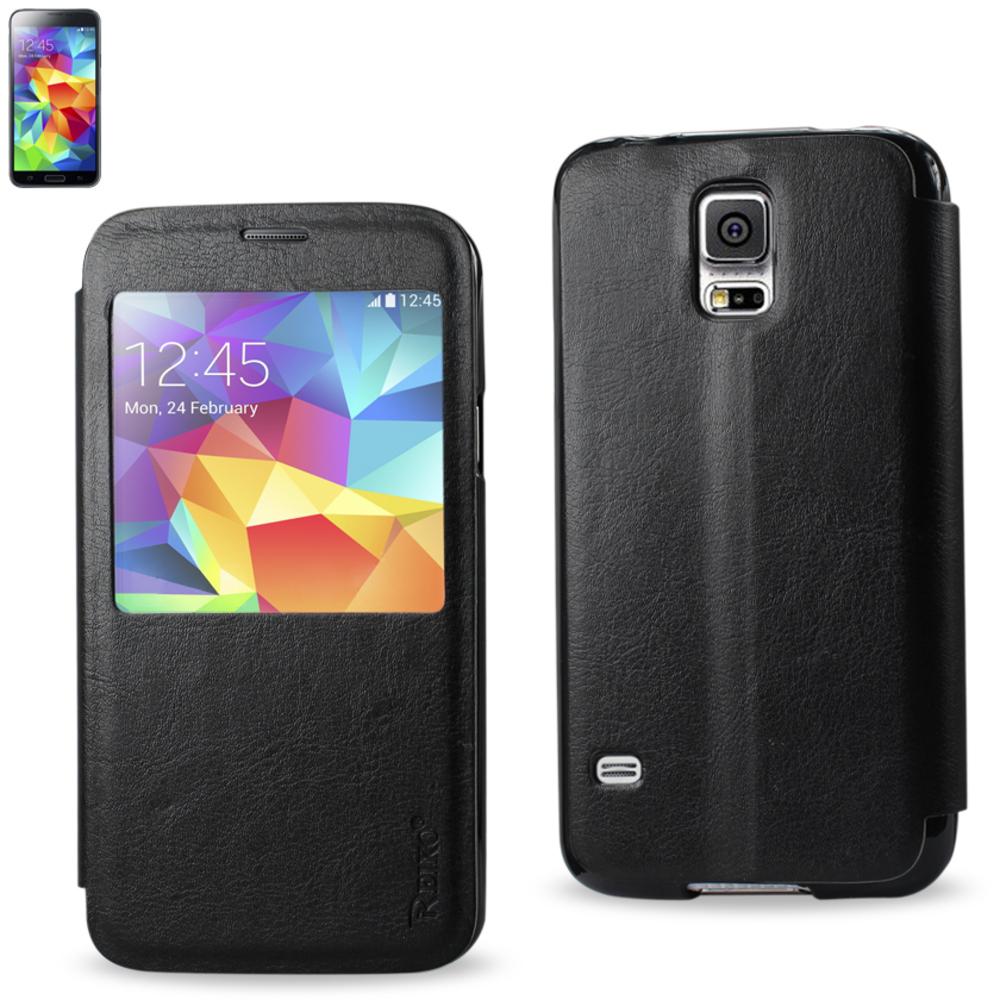 Reiko Samsung Galaxy S5 Smart Window Flip Case In Black