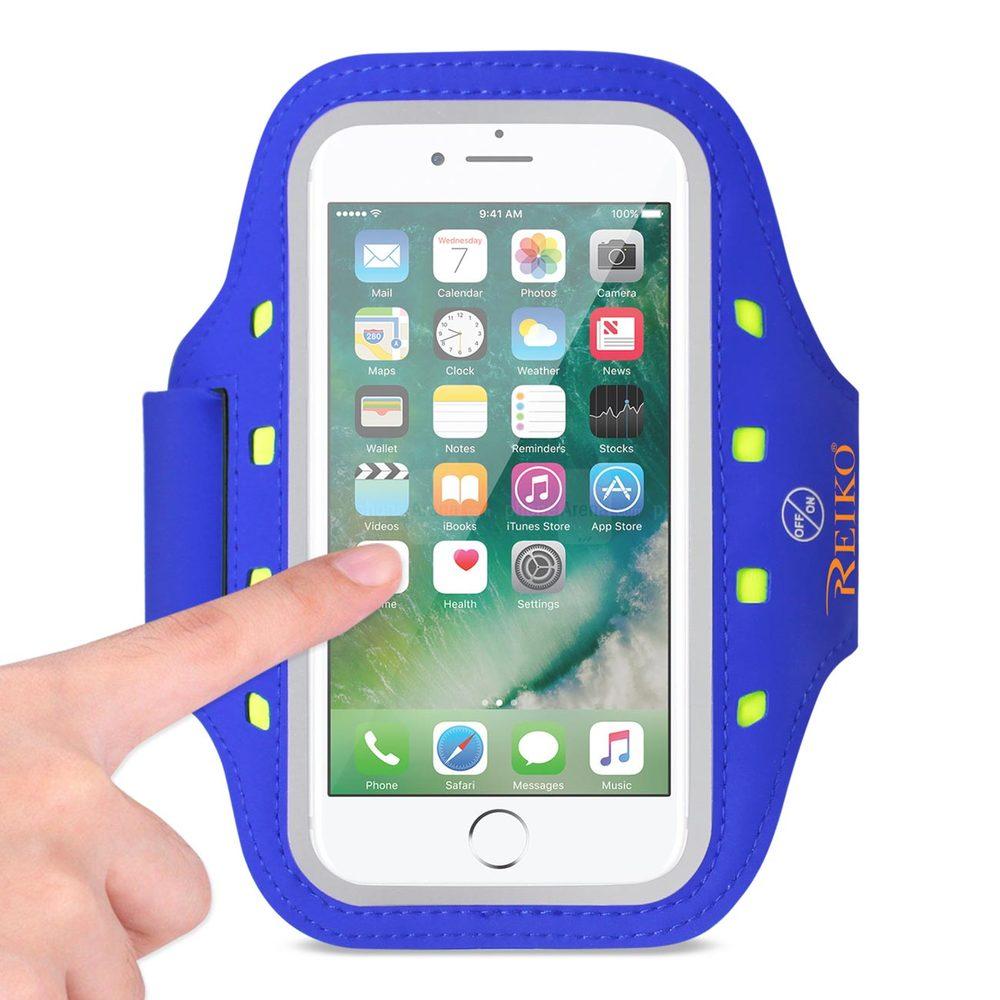Reiko Running Sports Armband For Iphone 7 Plus/ 6s Plus Or 5.5 Inches Device With Led In Blue (5.5x5.5 Inches)