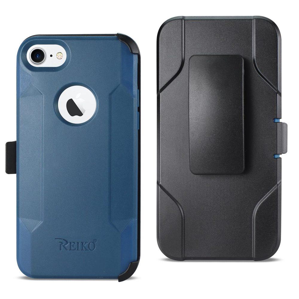 Reiko Iphone 8 3-in-1 Hybrid Heavy Duty Holster Combo Case In Navy