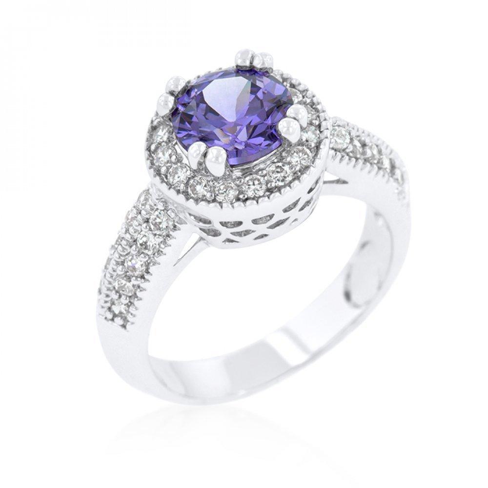 Dark Purple Halo Engagement Ring (size: 05) R08226r-c20-05