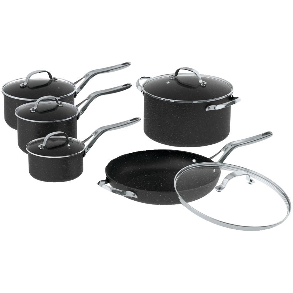 The Rock By Starfrit 060319-001-0000 The Rock By Starfrit 10-piece Cookware Set With Stainless Steel Handles