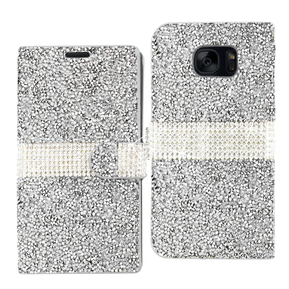 Reiko Samsung Galaxy S7 Edge Diamond Rhinestone Wallet Case In Silver