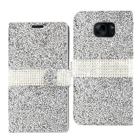 Reiko Samsung Galaxy S7 Edge Diamond Rhinestone Wallet Case In Silver