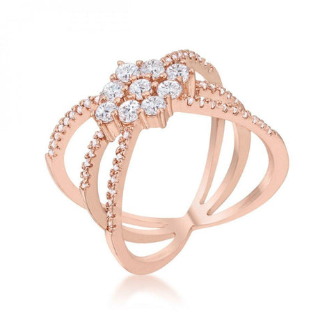 Mindy 0.8ct Cz Rose Gold Delicate Triple Wrap Ring (size: 09) R08463a-c01-09
