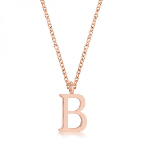 Elaina Rose Gold Stainless Steel B Initial Necklace P11456a-v00-b