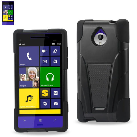 Reiko Htc 8xt Hybrid Heavy Duty Case With Kickstand In Black