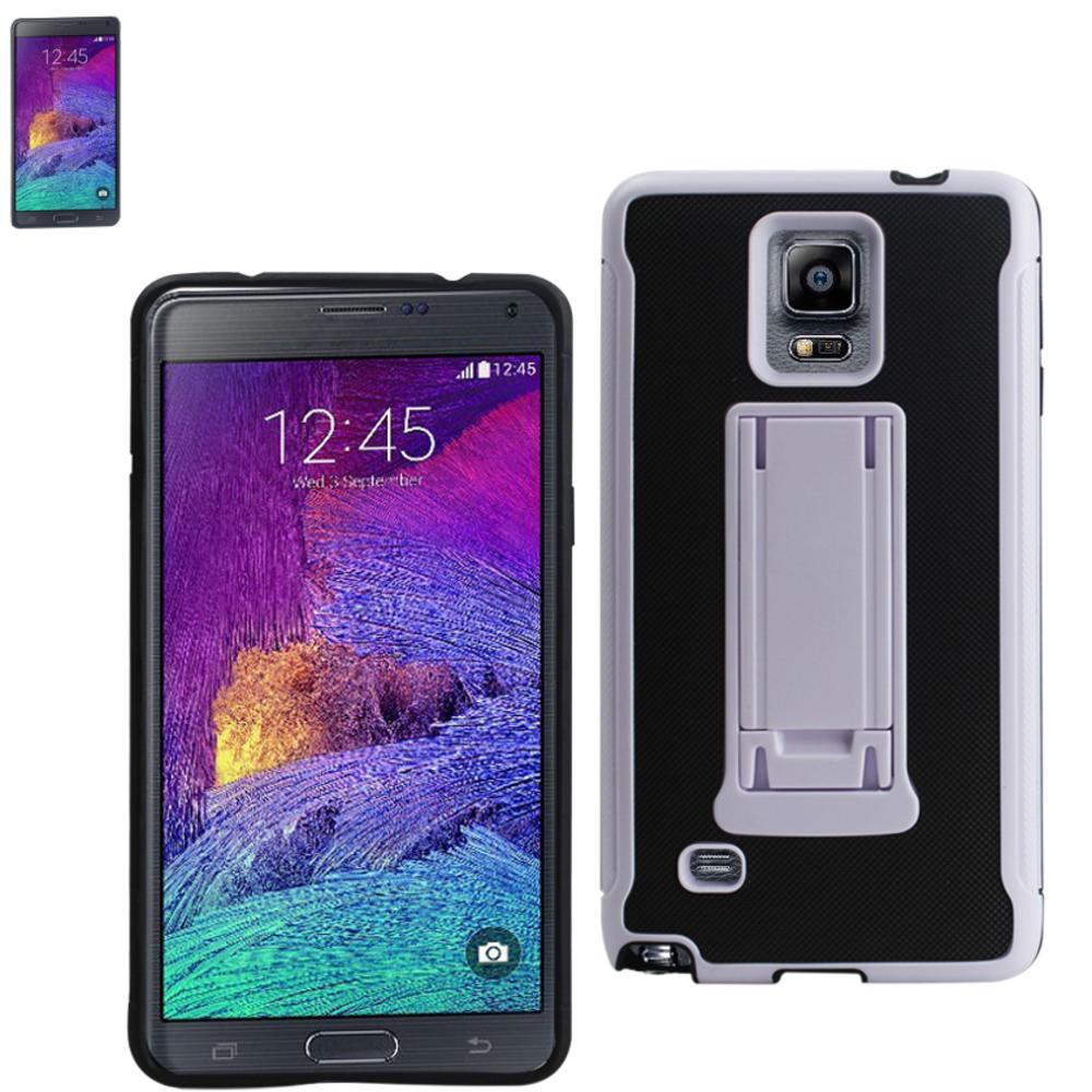 Reiko Samsung Galaxy Note 4 Hybrid Heavy Duty Case With Vertical Kickstand In Black White