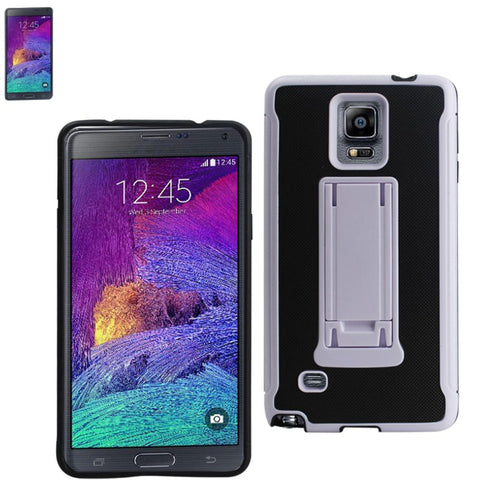 Reiko Samsung Galaxy Note 4 Hybrid Heavy Duty Case With Vertical Kickstand In Black White