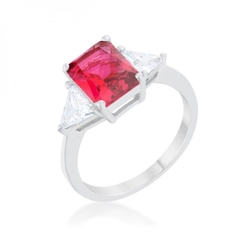 Classic Fuchsia Rhodium Engagement Ring (size: 09) R08451r-c17-09