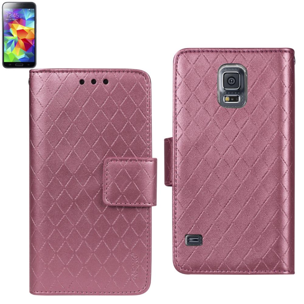 Reiko Samsung Galaxy S5 Rhombus Wallet Case In Hot Pink