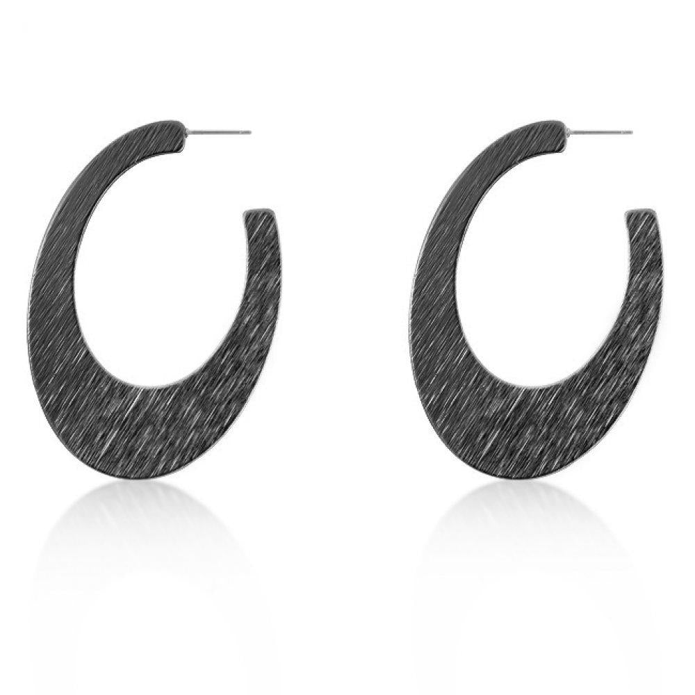 Contemporary Hematite Textured Hoop Earrings E01713bw-v00