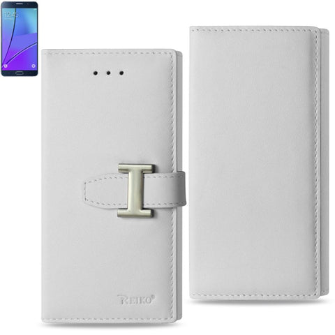 Reiko Samsung Galaxy Note 5 Plus Genuine Leather Rfid Wallet Case In Ivory