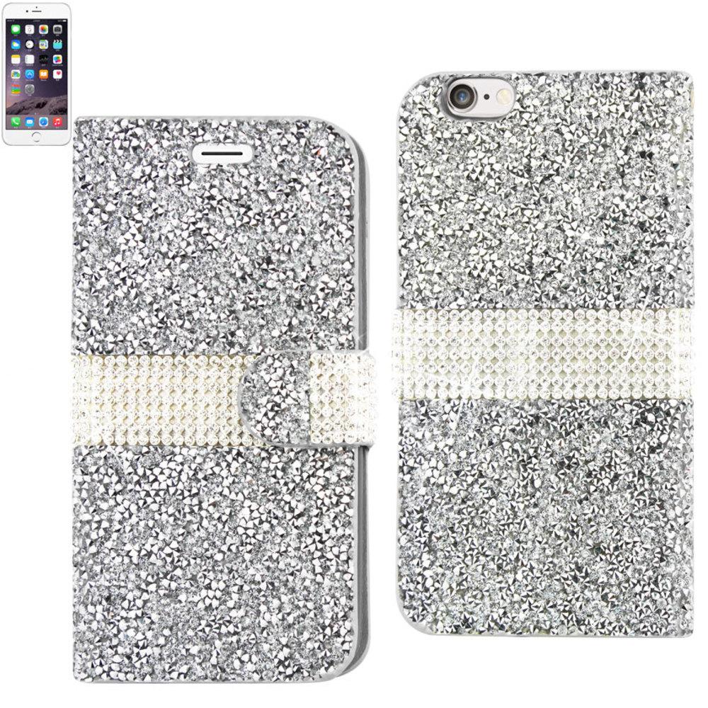 Reiko Iphone 6 Diamond Rhinestone Wallet Case In Silver