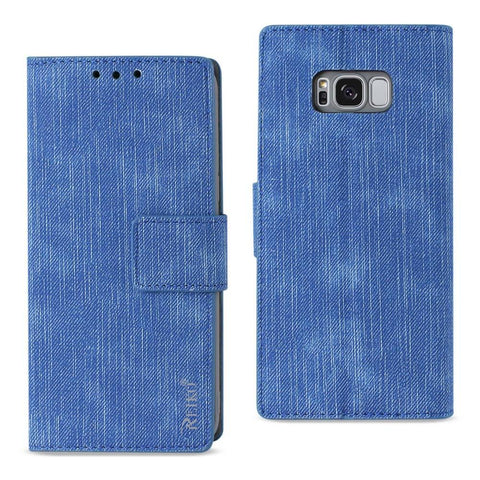 Reiko Samsung Galaxy S8/ Sm Denim Wallet Case With Gummy Inner Shell And Kickstand Function In Navy