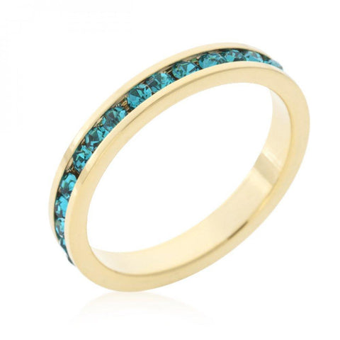 Stylish Stackables Turquoise Crystal Gold Ring (size: 05) R01147g-v39-05