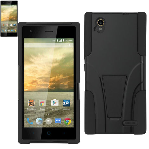 Reiko Zte Warp Elite Hybrid Heavy Duty Case With Kickstand In Black