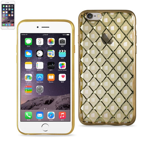 Reiko Iphone 6s Plus Flexible 3d Rhombus Pattern Tpu Case With Shiny Frame In Gold