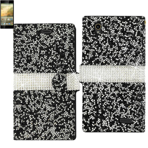 Reiko Zte Warp Elite Diamond Rhinestone Wallet Case In Black