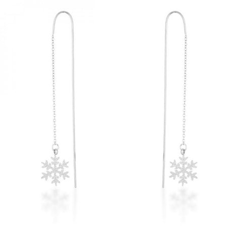 Noelle Rhodium Stainless Steel Snowflake Threaded Drop Earrings E01874r-v00