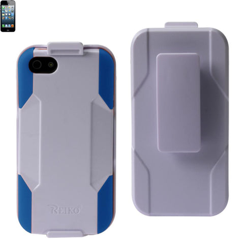 Reiko Iphone Se/ 5s/ 5 3-in-1 Hybrid Heavy Duty Holster Combo Case In White Navy
