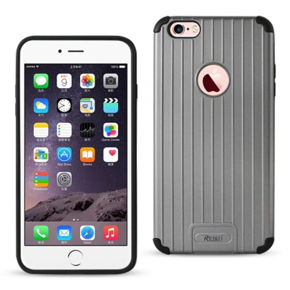 Reiko Iphone 6s Plus/ 6 Plus Rugged Metal Texture Hybrid Case With Ridged Back In Black Gray