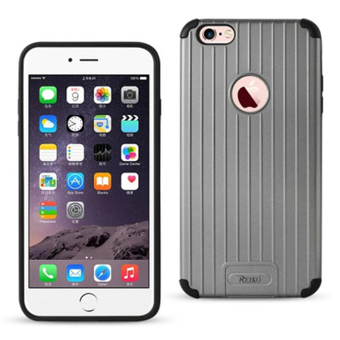 Reiko Iphone 6s Plus/ 6 Plus Rugged Metal Texture Hybrid Case With Ridged Back In Black Gray