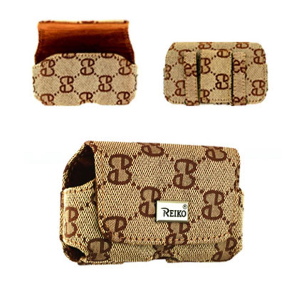 Horizontal Pouch Nylon Hn03 S In Brown With Double E Design 3.5x1.9x0.9 Inches