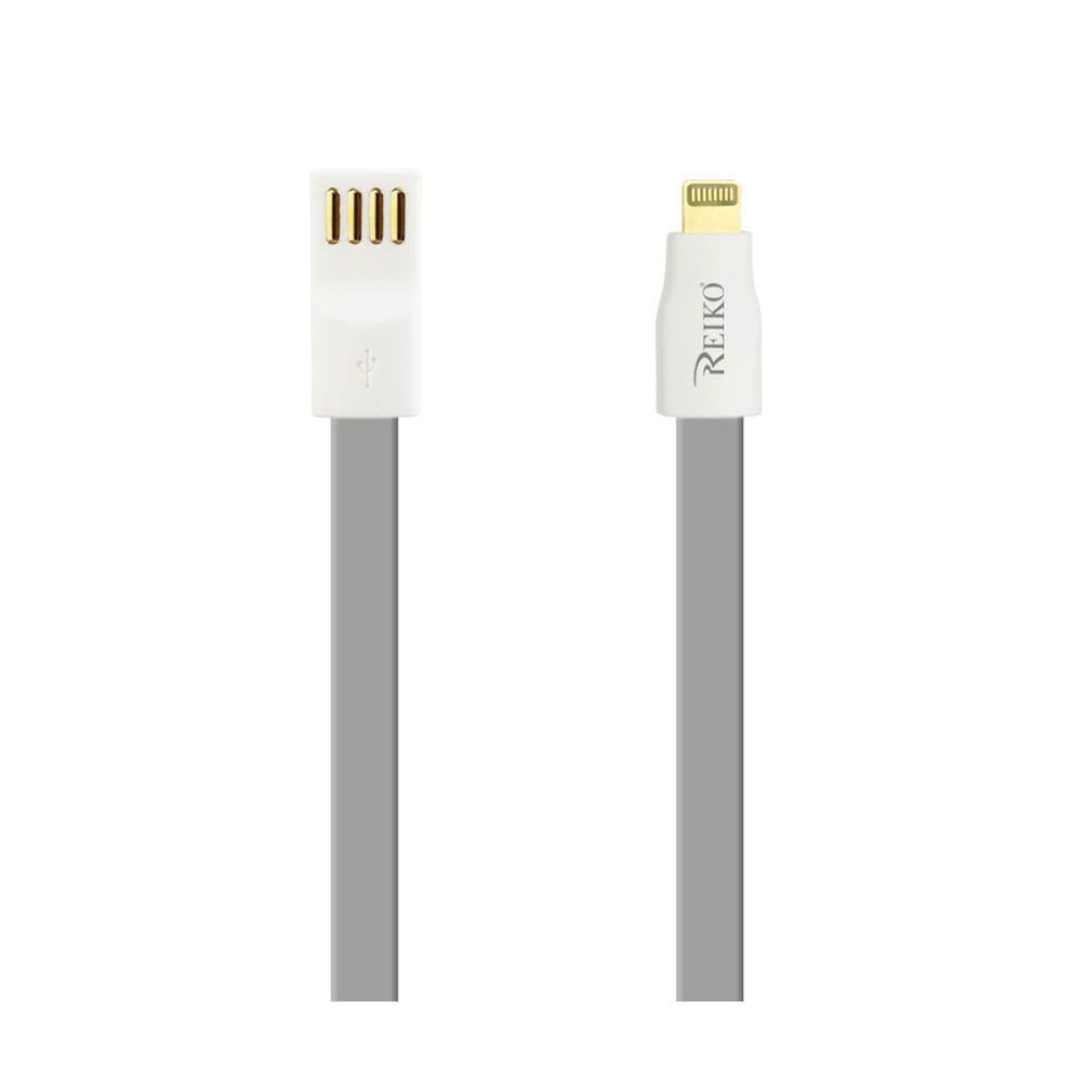 Reiko Iphone 6 Flat Magnetic Gold Plated Usb Data Cable 0.7 Foot In Gray