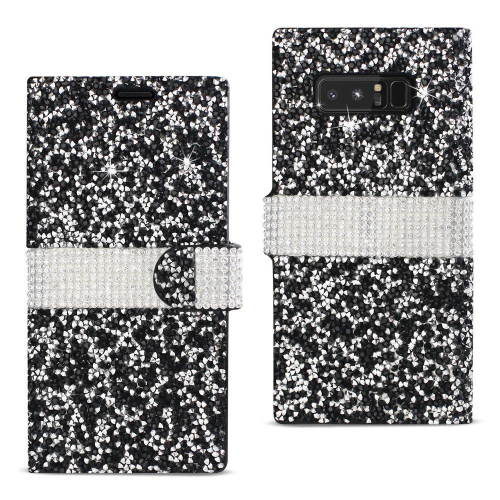 Reiko Samsung Galaxy Note 8 Diamond Rhinestone Wallet Case In Black