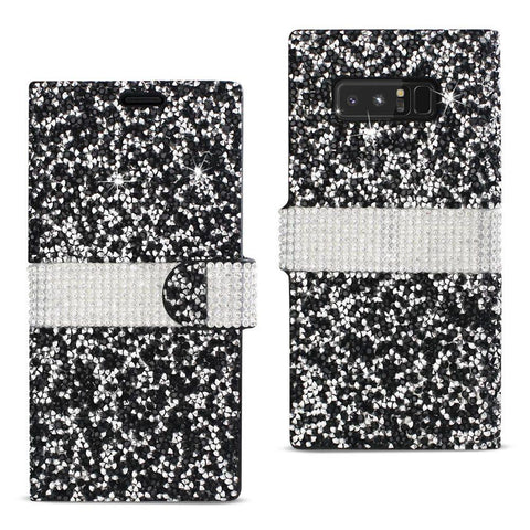 Reiko Samsung Galaxy Note 8 Diamond Rhinestone Wallet Case In Black