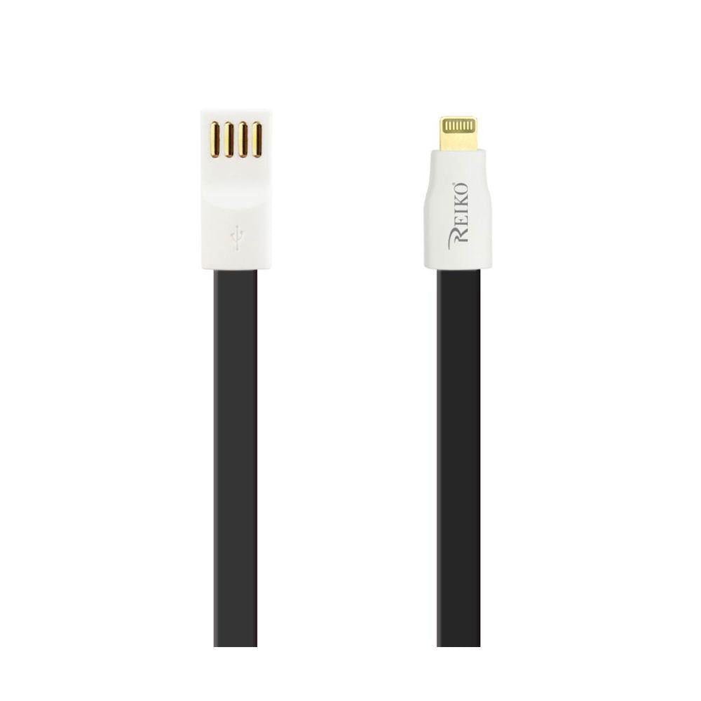 Reiko Iphone 6 Flat Magnetic Gold Plated Usb Data Cable 0.7 Foot In Black