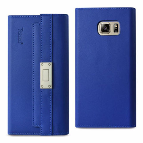 Reiko Samsung Galaxy Note 5 Genuine Leather Rfid Wallet Case And Metal Buckle Belt In Ultramarine