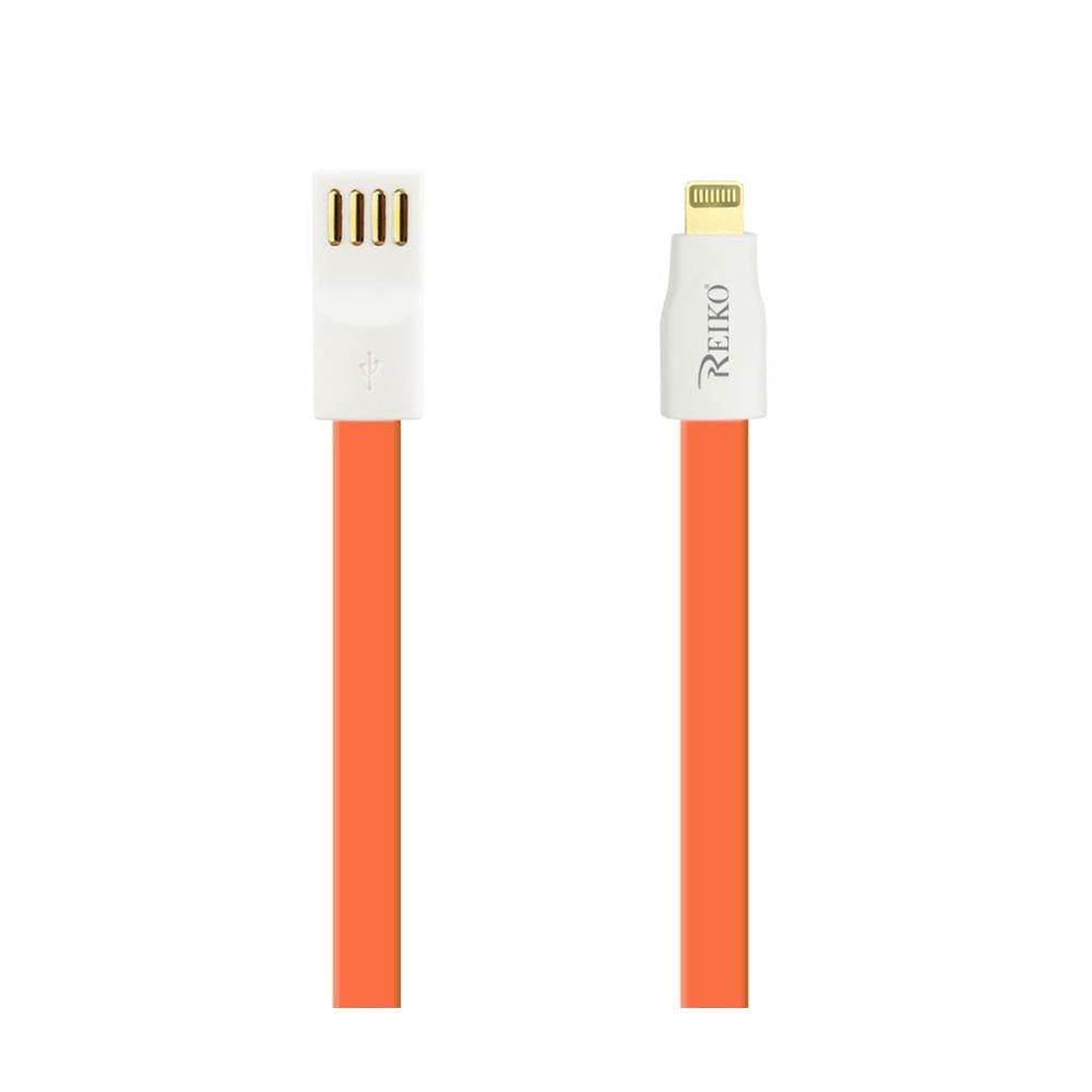 Reiko Iphone 6 Flat Magnetic Gold Plated Usb Data Cable 0.7 Foot In Orange