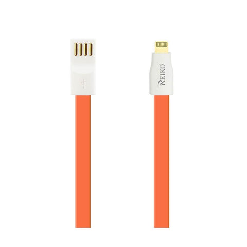 Reiko Iphone 6 Flat Magnetic Gold Plated Usb Data Cable 0.7 Foot In Orange
