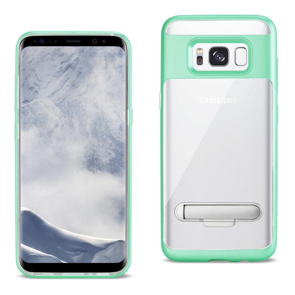 Reiko Samsung Galaxy S8 Edge/ S8 Plus Transparent Bumper Case With Kickstand And Matte Inner Finish In Clear Green