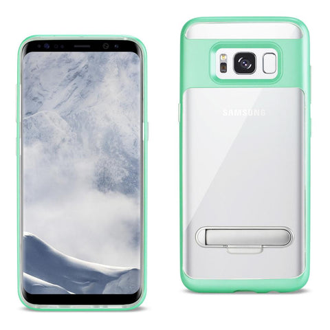 Reiko Samsung Galaxy S8 Edge/ S8 Plus Transparent Bumper Case With Kickstand And Matte Inner Finish In Clear Green