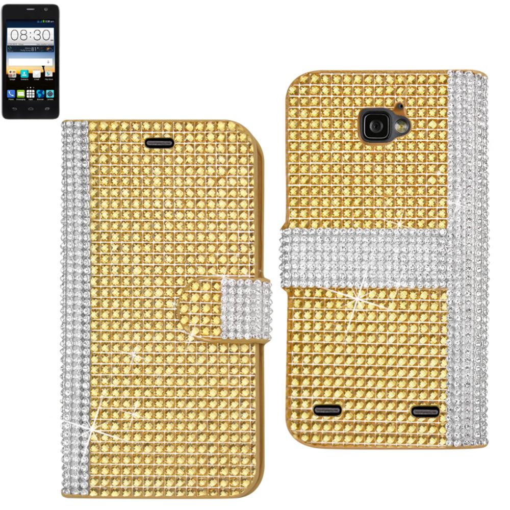 Reiko Zte Sonata 2 Jewelry Diamond Rhinestone Wallet Case In Gold