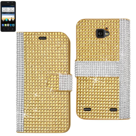Reiko Zte Sonata 2 Jewelry Diamond Rhinestone Wallet Case In Gold