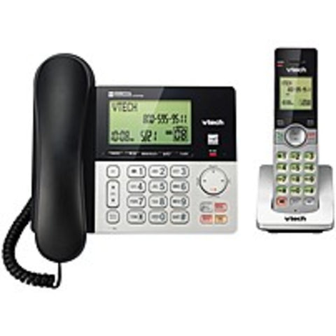 Vtech Cs6949 Dect 6.0 Standard Phone - Black, Silver - Cordless - Corded - 1 X Phone Line - Speakerphone - Answering Machine - Hearing Aid Compatible
