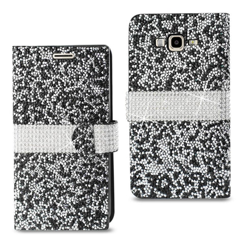 Reiko Samsung Galaxy J7 Diamond Rhinestone Wallet Case In Black