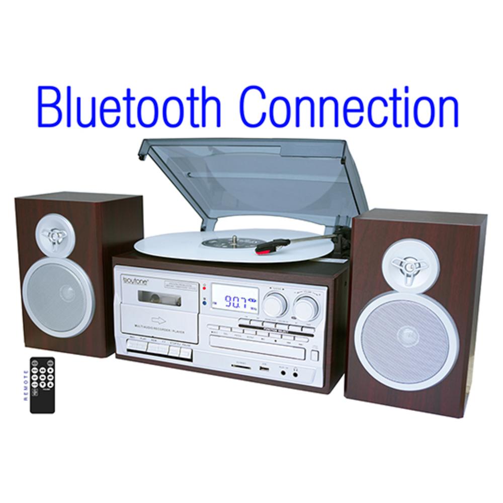 Boytone Bt-28sps, Bluetooth Classic Style Record Player Turntable With Am/fm Radio,